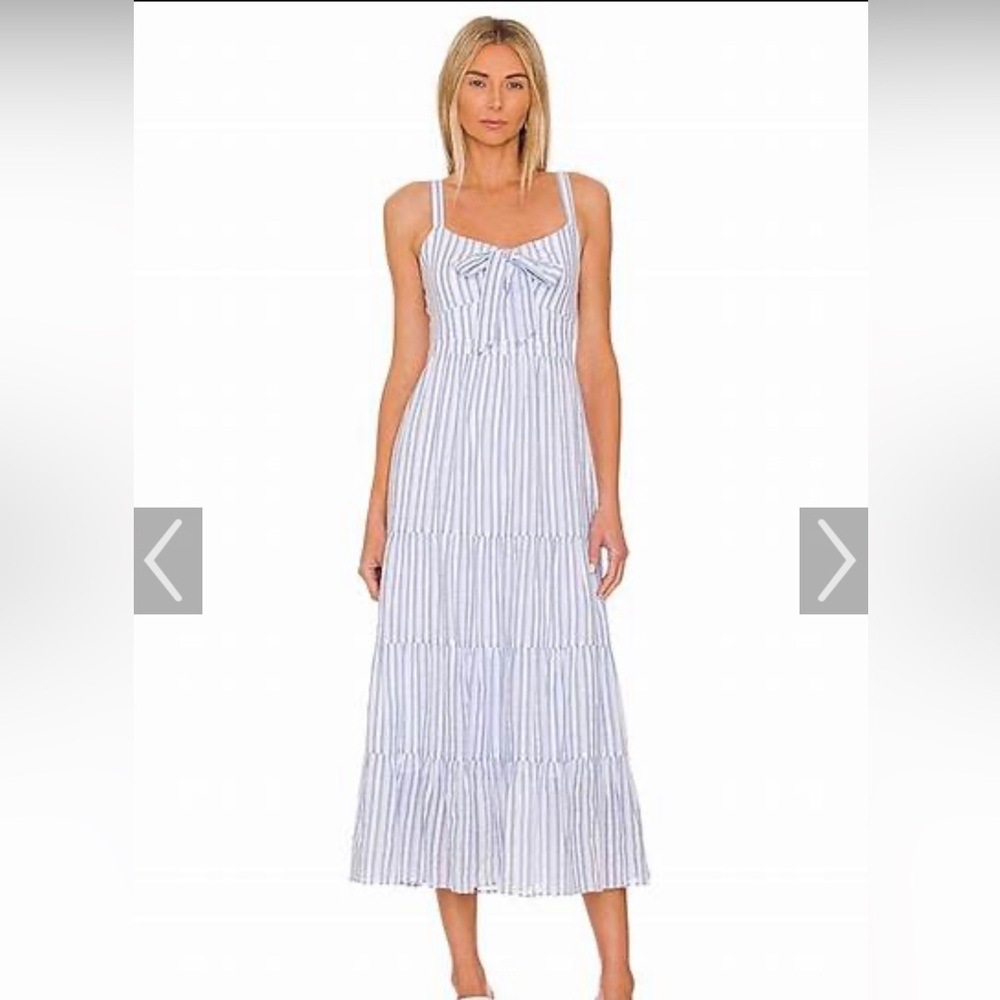 Likely Blue and White Striped Maxi Dress